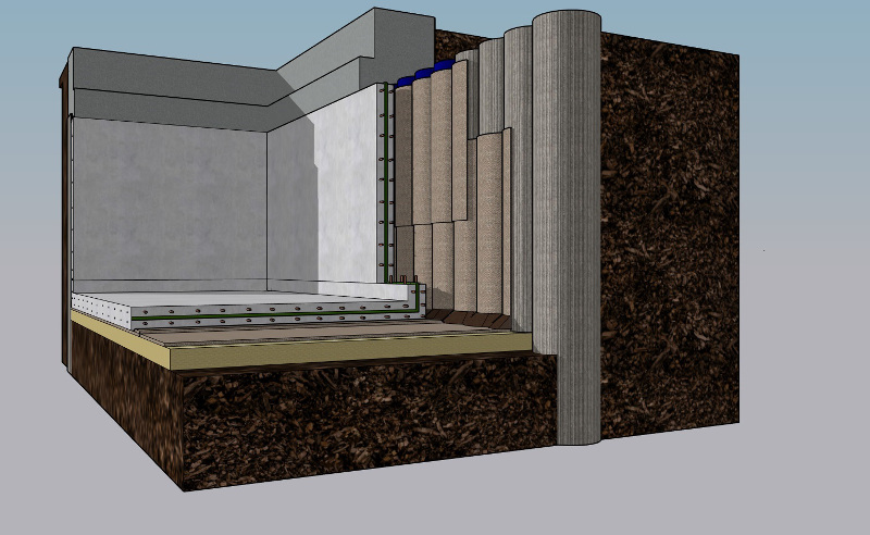 Ground gas membrane 3d design schematic